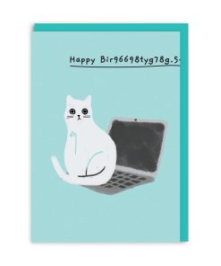 Happy Bir9669.. Laptop Cat Birthday Card
