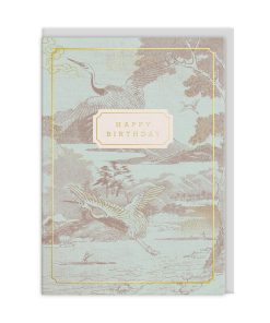 Eastern Elegance Flying Cranes Greeting Card
